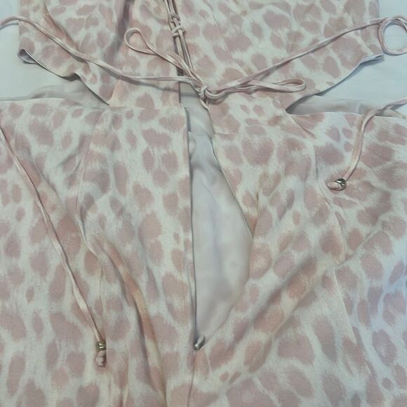 AFRM szXL pink & white leopard print maxi dress w/cutout side & lace up back GUC - Picture 13 of 16